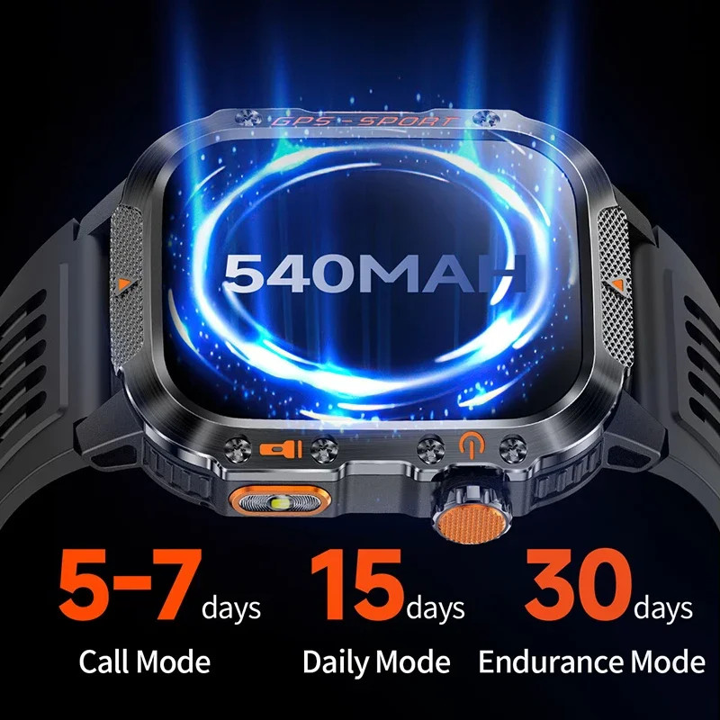 2026 NEW Military GPS Smartwatch Flashlight Wireless Call Wrist Watches 3ATM Wat