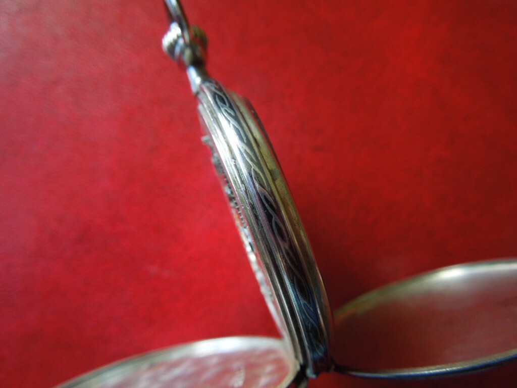 J4939 POCKET WATCH MOVADO NIELLO HORSES FULL HUNTER HUGUENIN FR. SEE DESCR