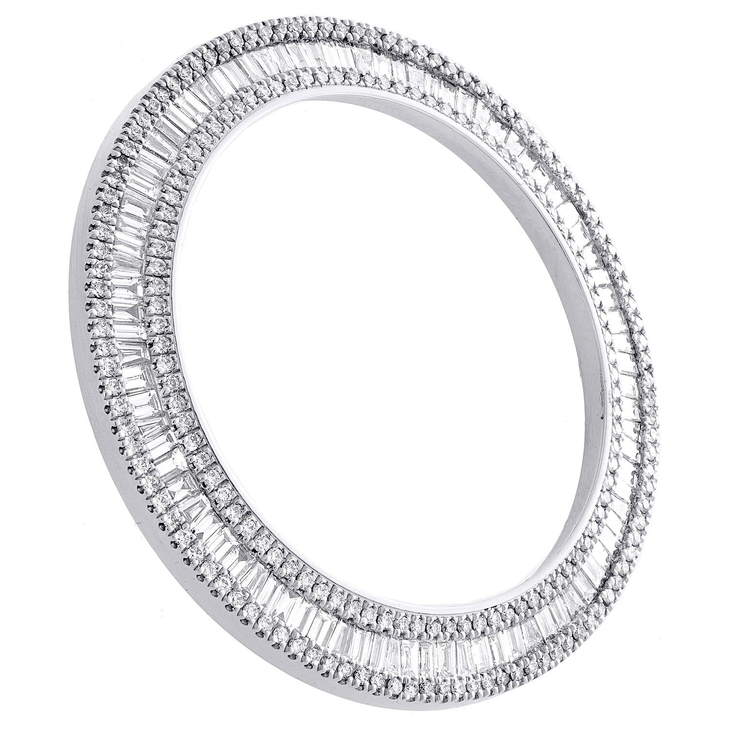 Custom 3 Row Baguette Diamond Bezel For Rolex DateJust Fits 36mm Watch 3.25 CT.