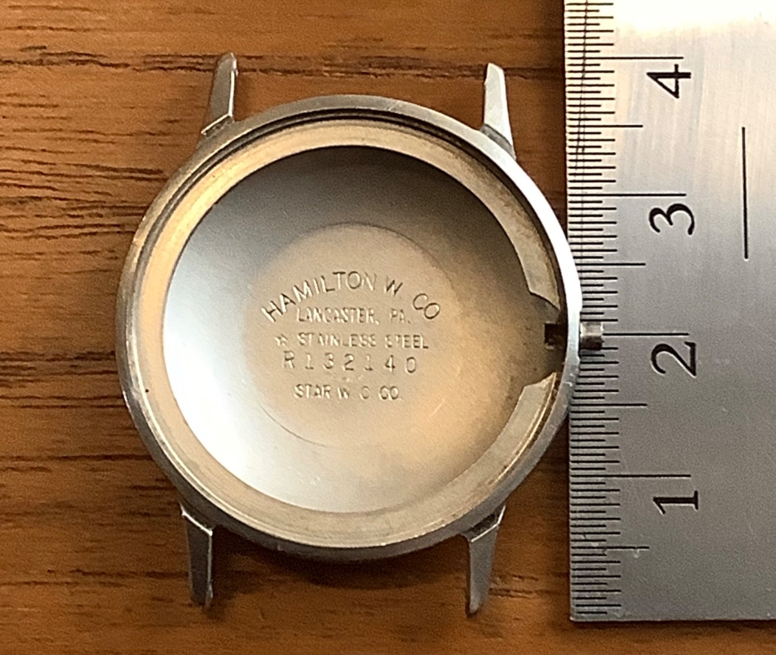 Vintage Stainless Steel Men’s Hamilton Round Case Star Watch Co. Solid Case Back