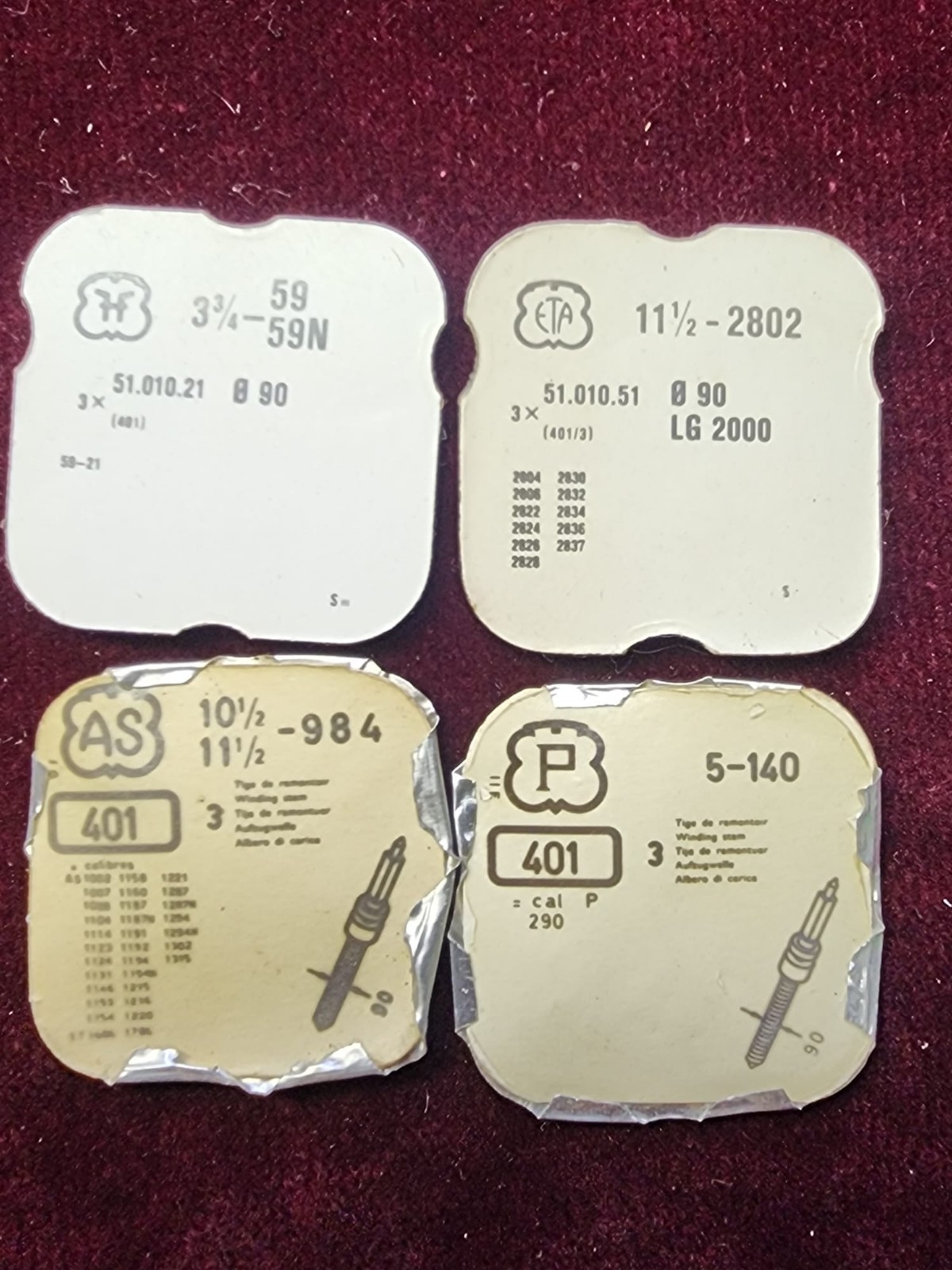 Vintage Swiss Watch Parts Lot – ETA 2802 / AS 984 / H 3¾–59N / P 5–140 – Pre-Own
