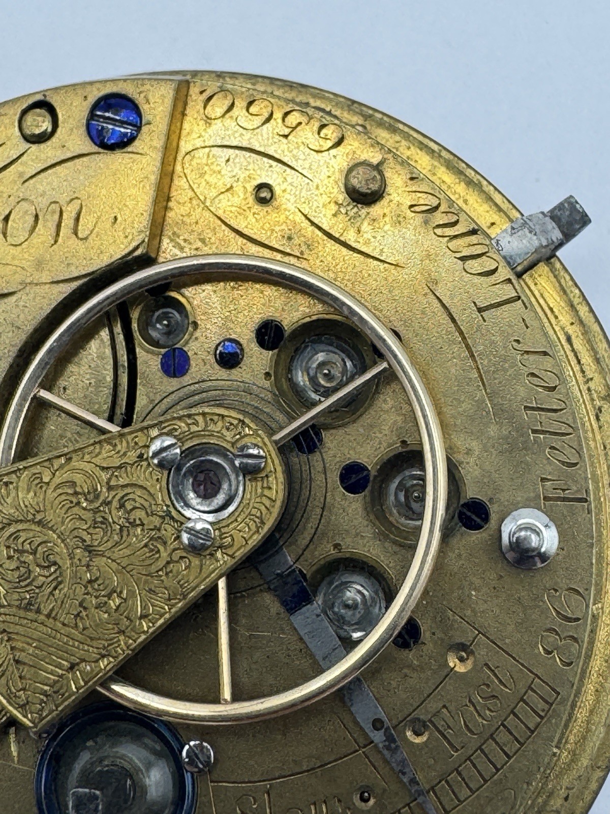 Vintage Fusee Barrett London Fetter Lane Pocket Watch Movement For Parts