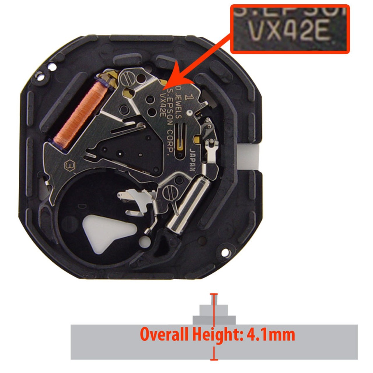 Original Hattori/Seiko VX42 Japan Quartz Movement (Various Heights)