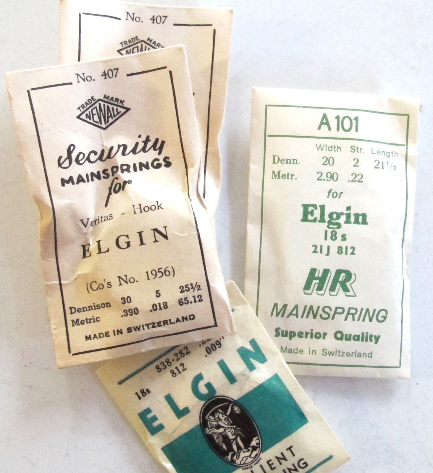 Lot 7 ELGIN + WALTHAM MAINSPRINGS 18 Size – Pocket Watch Repair – Elgin Veritas
