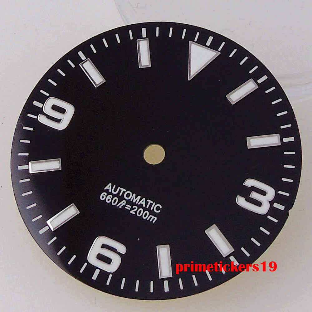 29mm Black/Blue/Orange Watch Dial Face Hands Green Lume Fit NH35 NH36 Movement