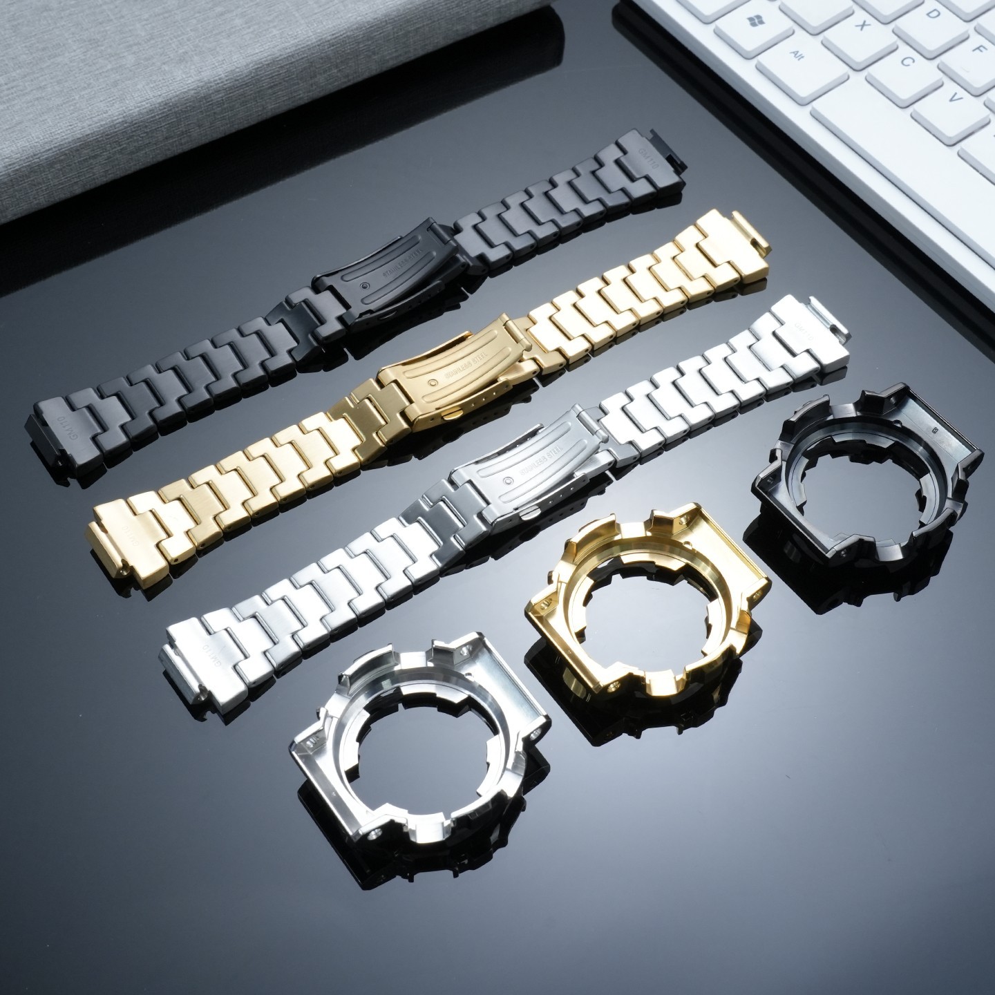 For Casio G-SHOCK GM-110 Watch Mod Kit GM110 Steel Watch Case Metal Strap Man