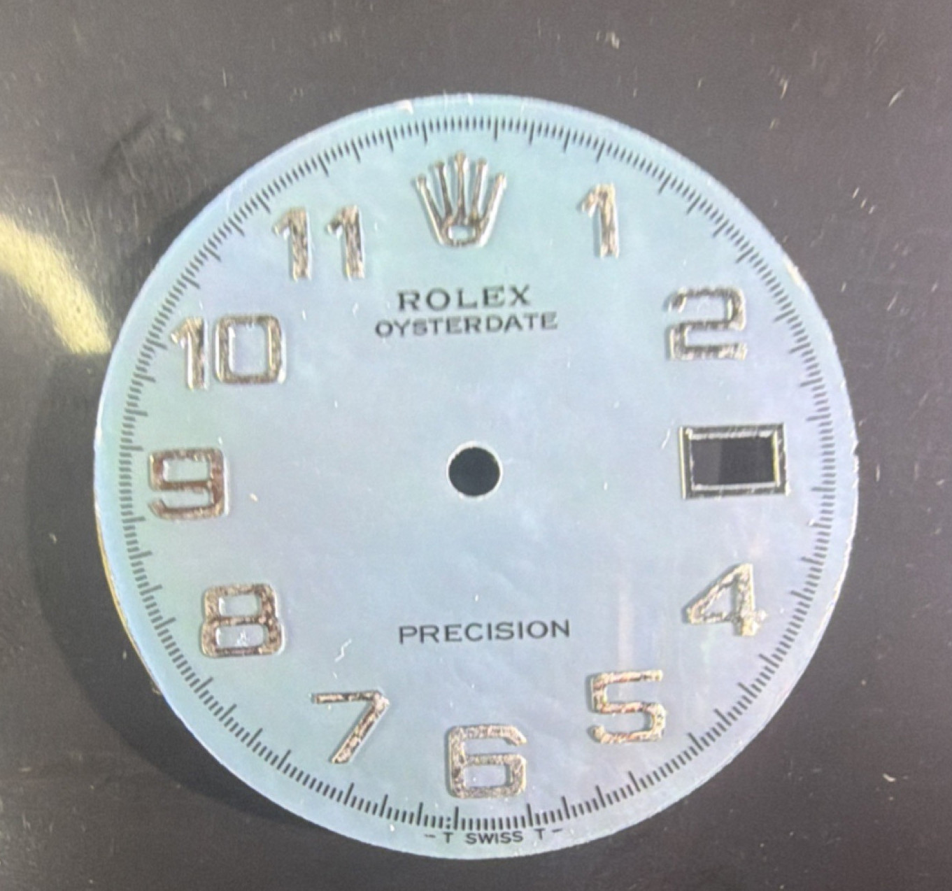 28mm Blue Date Dial w/ Silver Numerals Date Window Rolex Replacement Dial