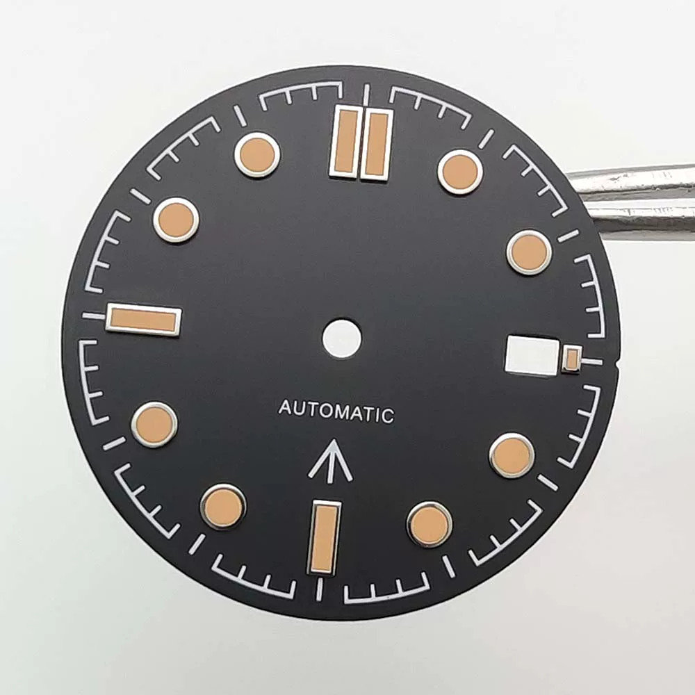 31mm Water Ripples Watch Dial+hands Green Lume For Nh35 Nh36 4r Movement Parts