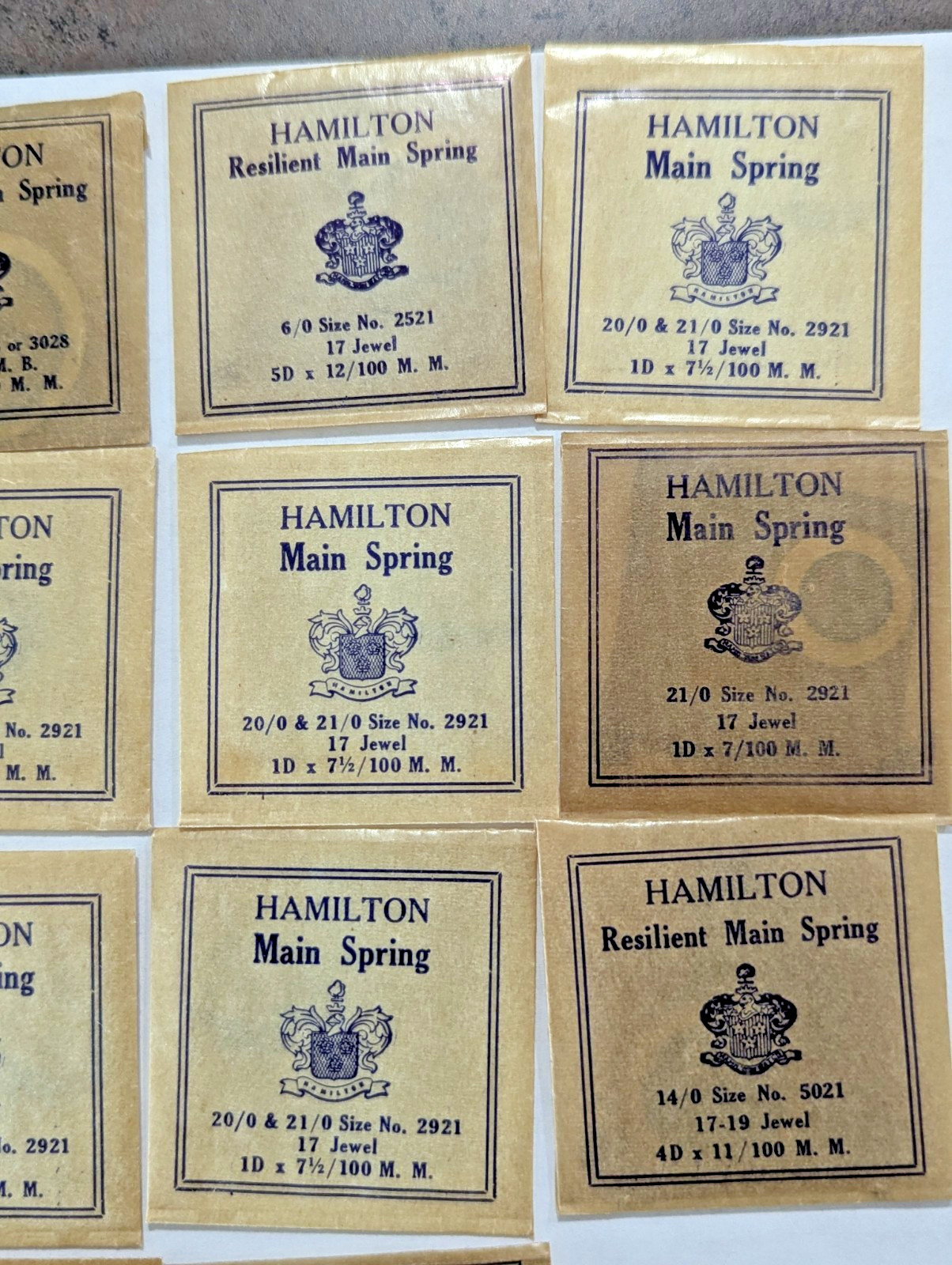 Lot Of 14 Vintage Original NOS New Old Stock Hamilton Main Spring
