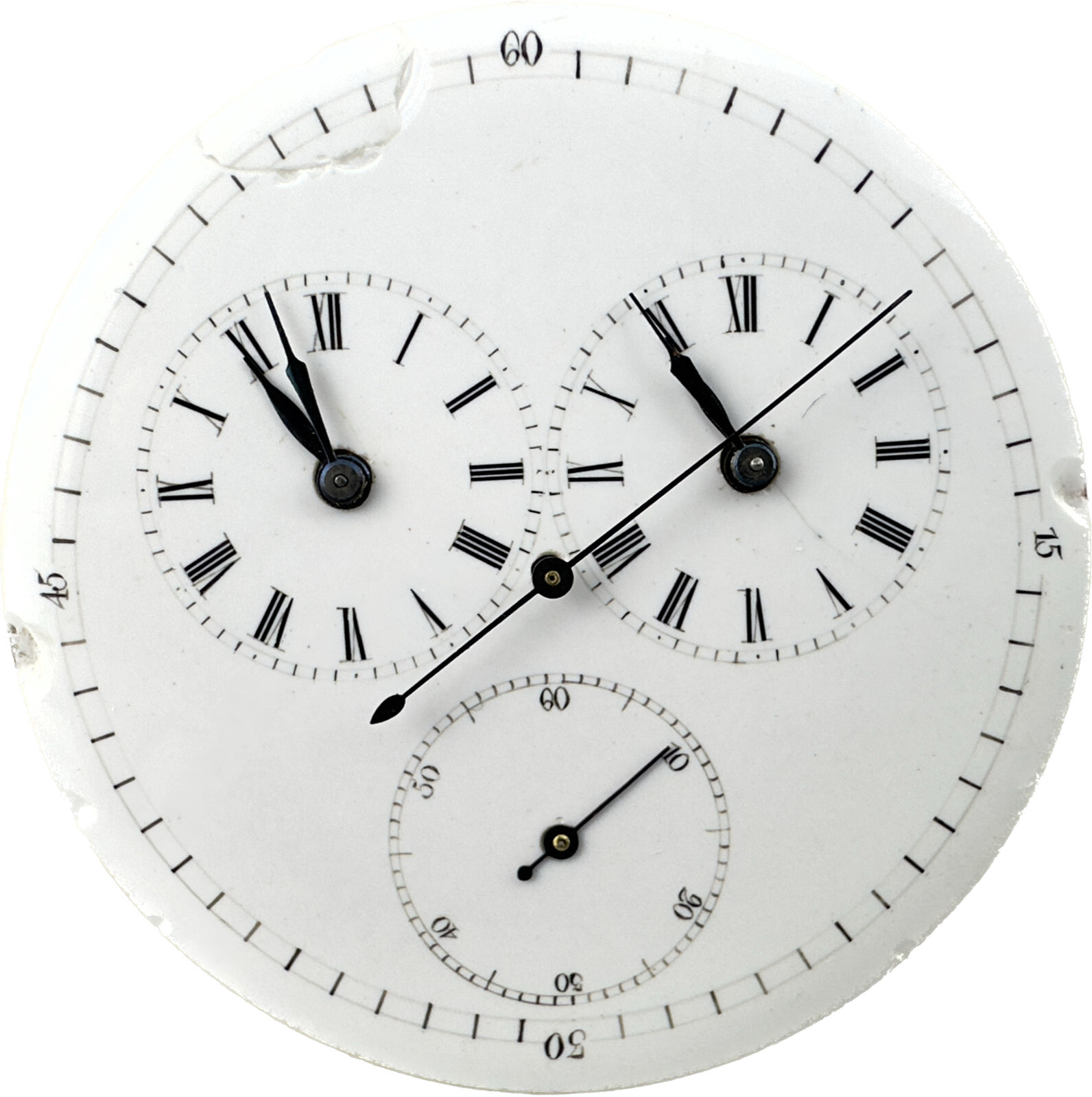 Antique Jacot Captains Dial Dual Time Chinese Duplex Pocket Watch Movement Swiss