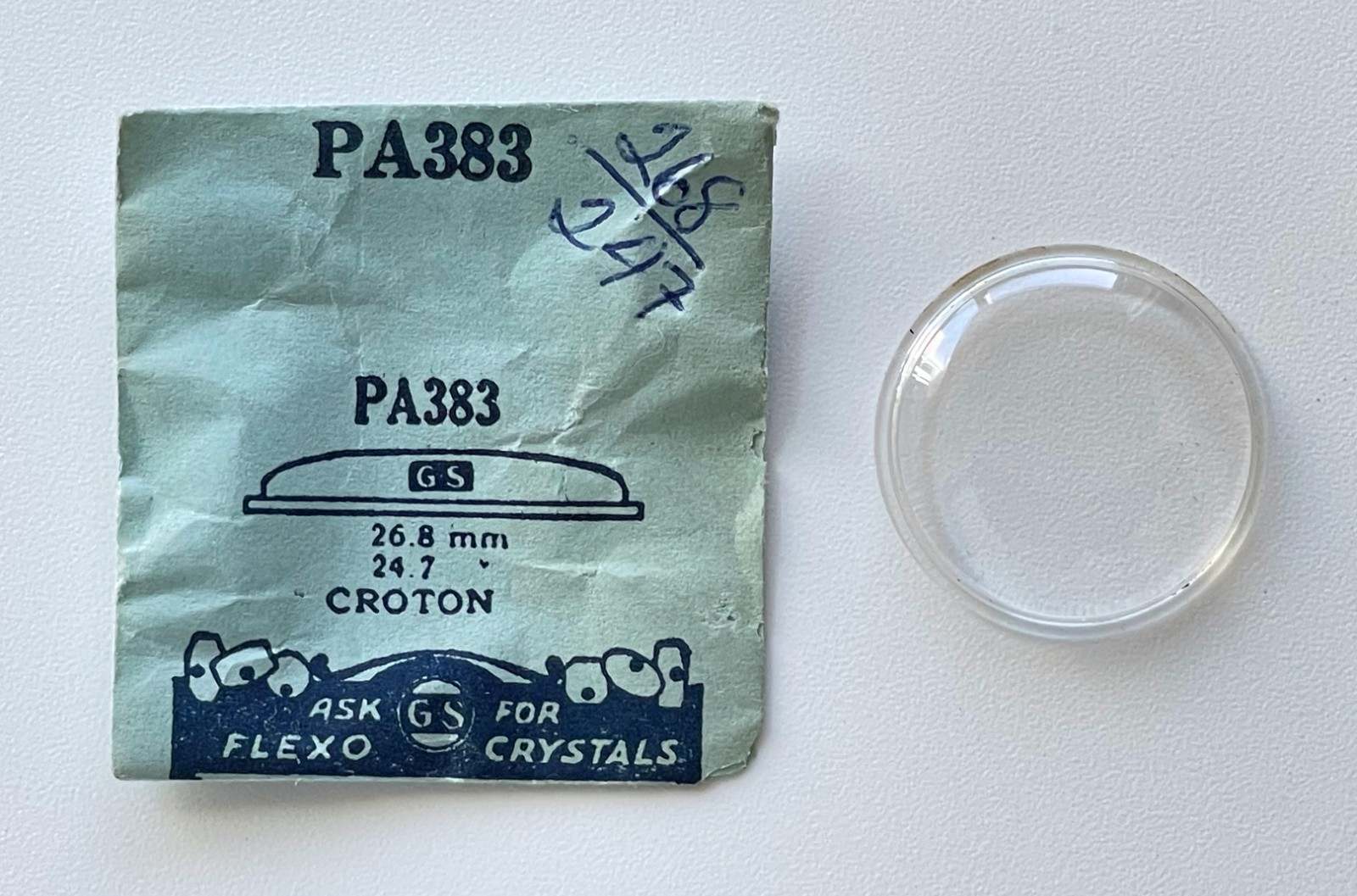 GS Flexo Pa383 Croton Watch Crystal 26.8mm Acrylic Glass NOS Vintage Parts