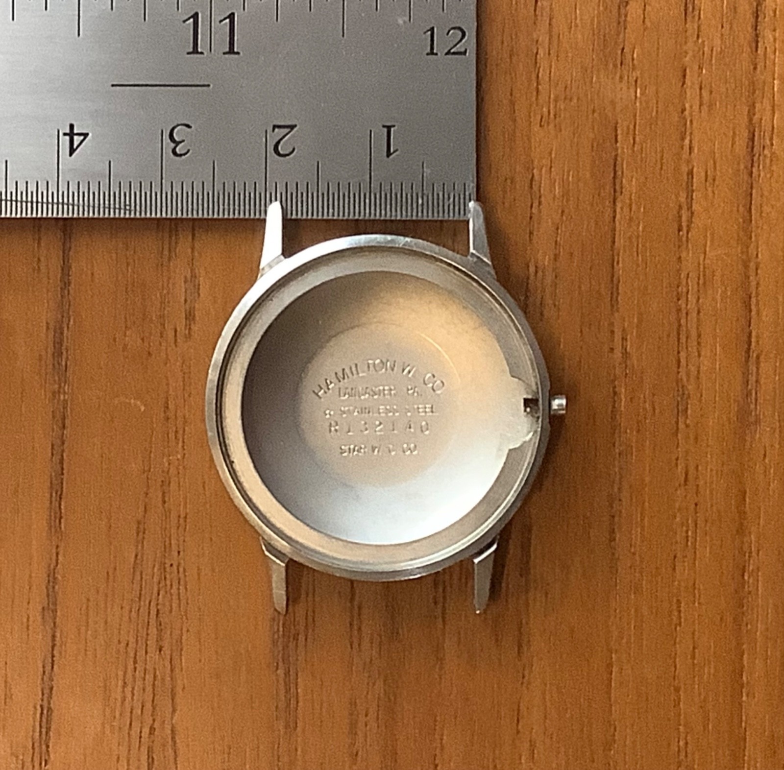 Vintage Stainless Steel Men’s Hamilton Round Case Star Watch Co. Solid Case Back