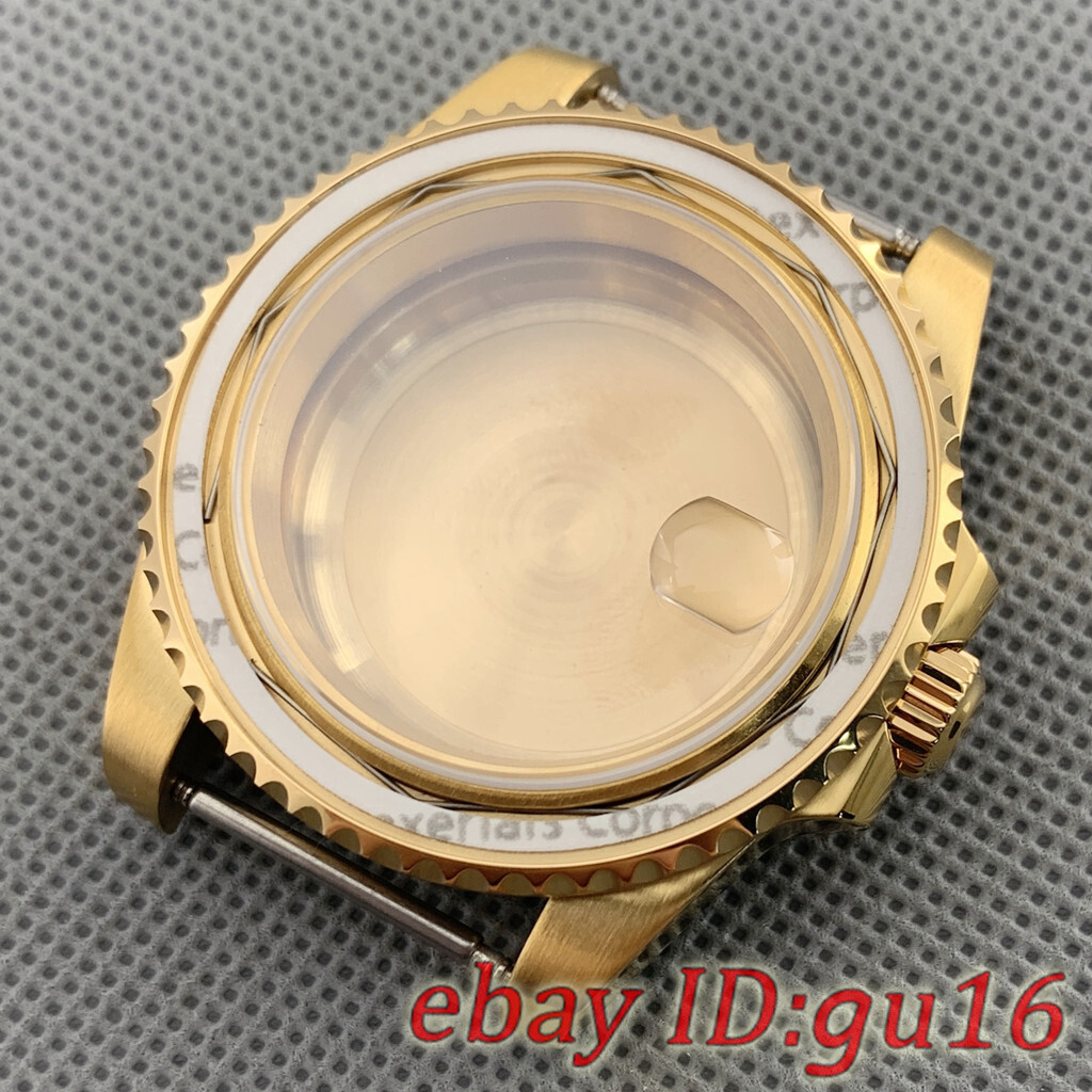40mm Gold Watch Case sapphire glass Fit NH35 NH36 ETA 2824/2836 Miyota 8215 821A