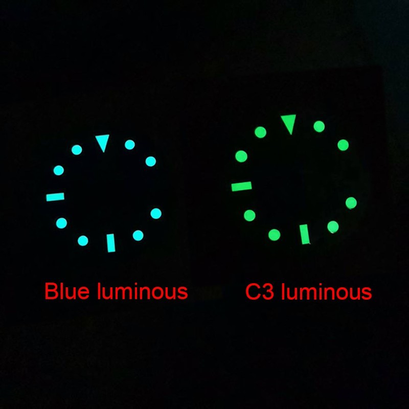 28.5mm GMT Watch Dial Blue Green Luminous For Nh34 Movement Watch Parts