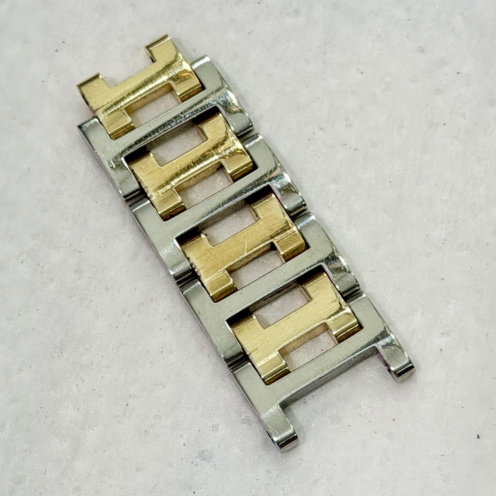 Genuine Hermes Clipper Men’s Watch Strap 4 Links Set 17mm Two-Tone 1.7” Long