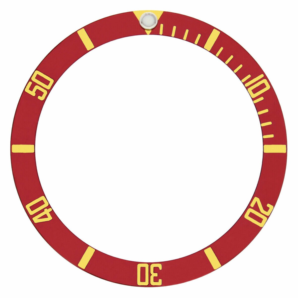 Red Aluminum Replacement Bezel Insert Gold Font 37.60mm x 30.70mm