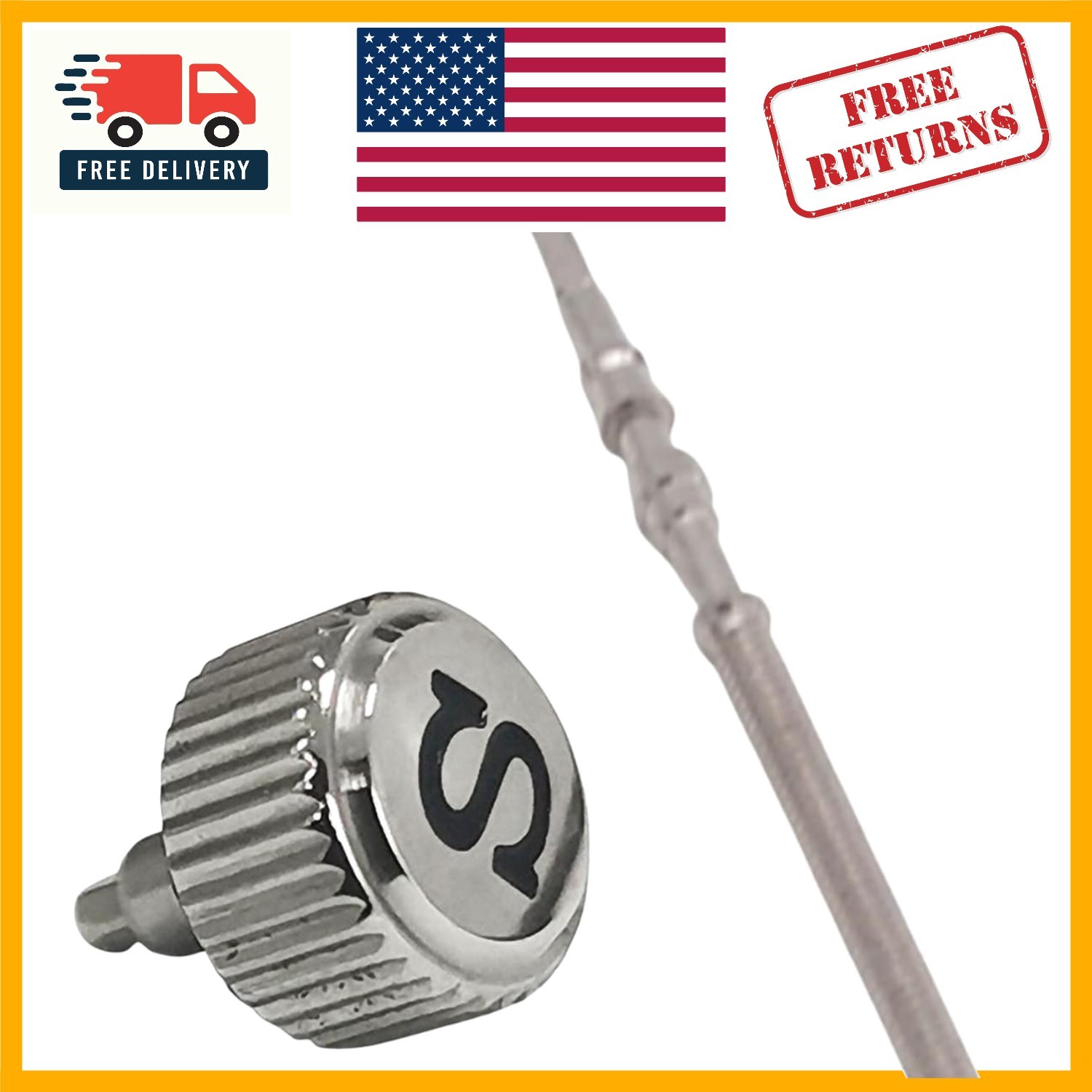 Elegant 7mm Stainless Steel Watch Crown & Stem – Compatible with NH Movements