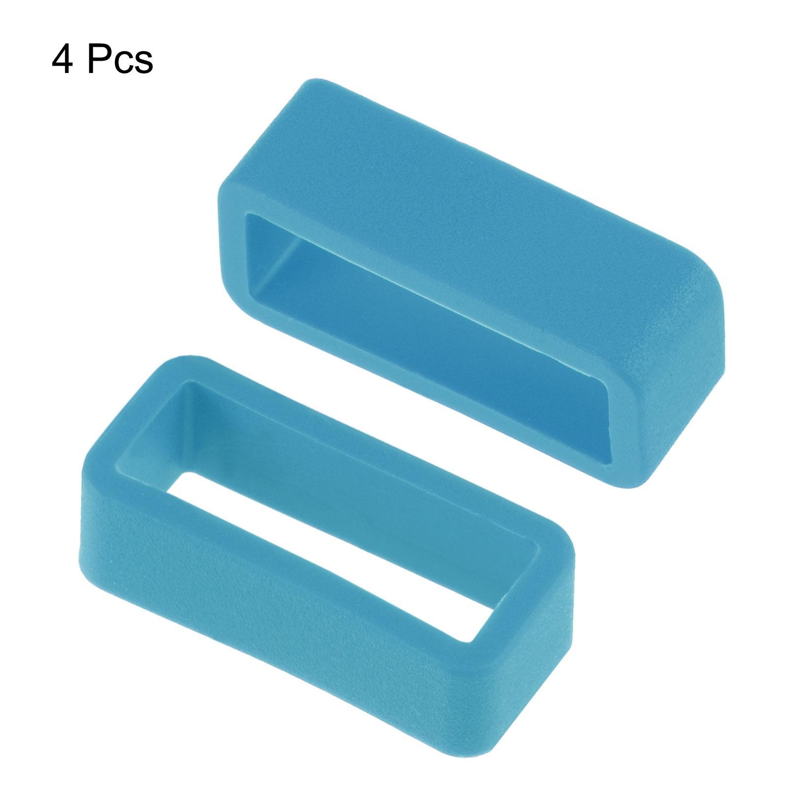 Watch Band Strap Loops Silicone for 18mm Width Watch Band, Turquoise Blue 4 Pcs