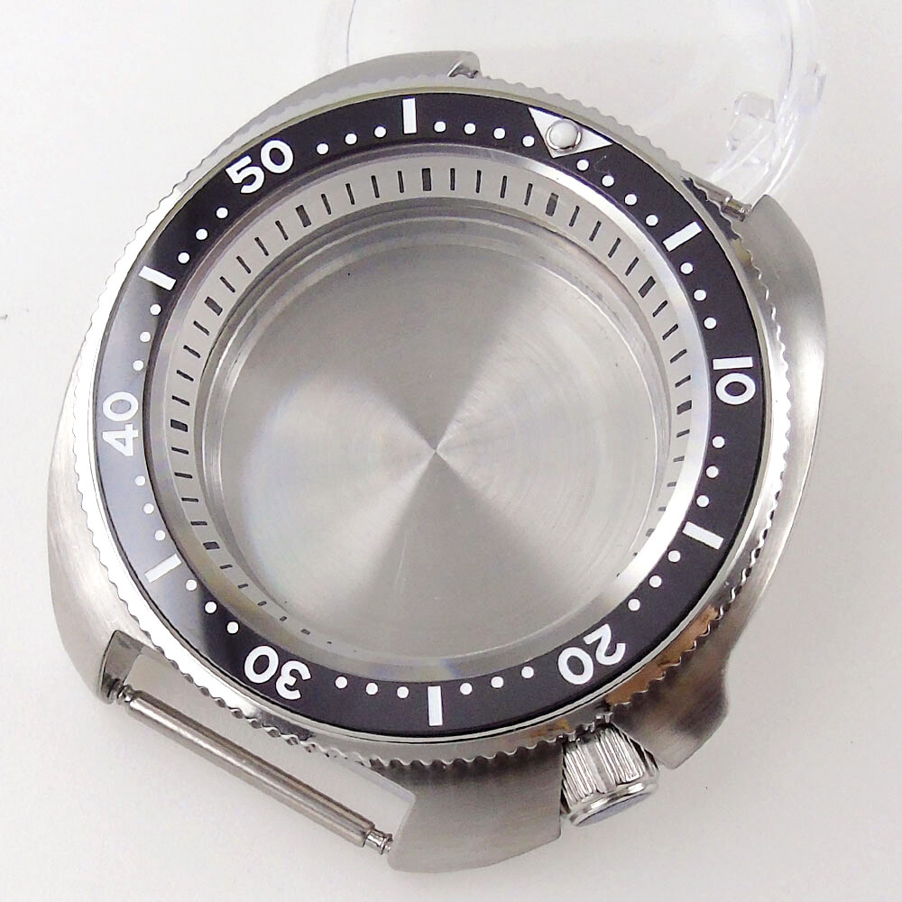 44mm Sapphire Glass Automatic Turtle Watch Case Fit NH35 NH36 4.1 o’clock crown