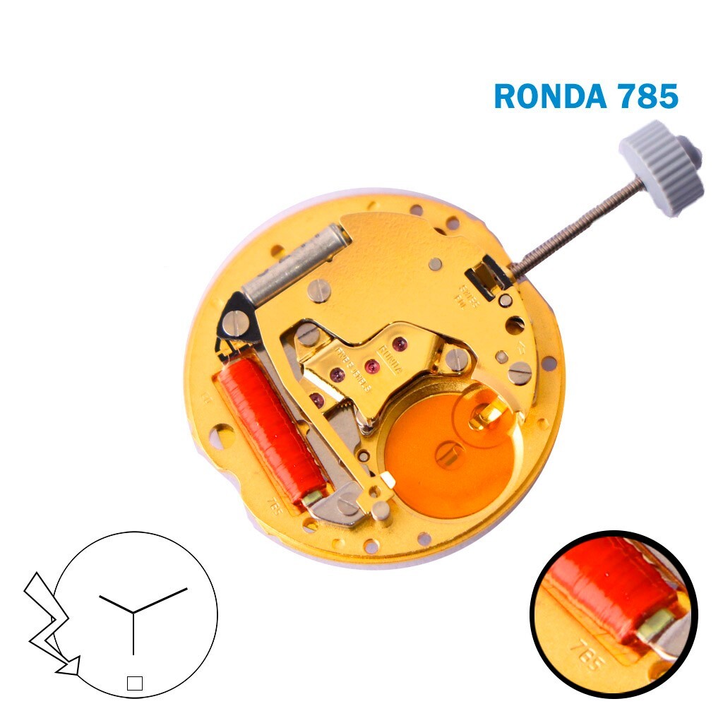 Ronda 785 SWISS🇨🇭 Movement, Gray Date Disk at 6,3 Hands