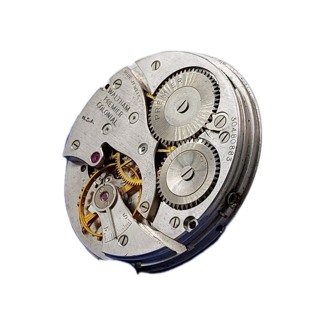 Waltham Premier No 209 12s Movement Sunk Metal Dial Pocket Watch Part Video 1936