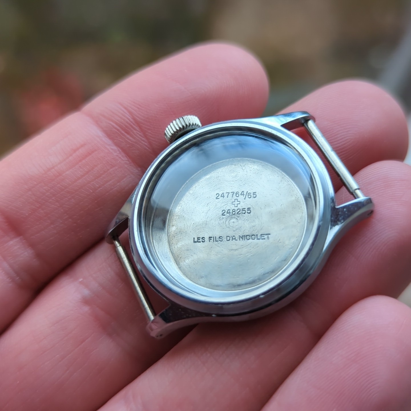 A. Nicolet Vintage 1940s Waterproof Watch Case NOS Swiss 31mm Patent (REF:WC)