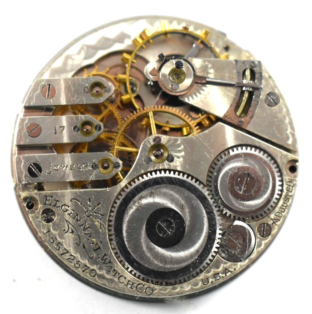 Vintage Elgin Grade 382 16s 17J OF Pocket Watch Movement lot.fj