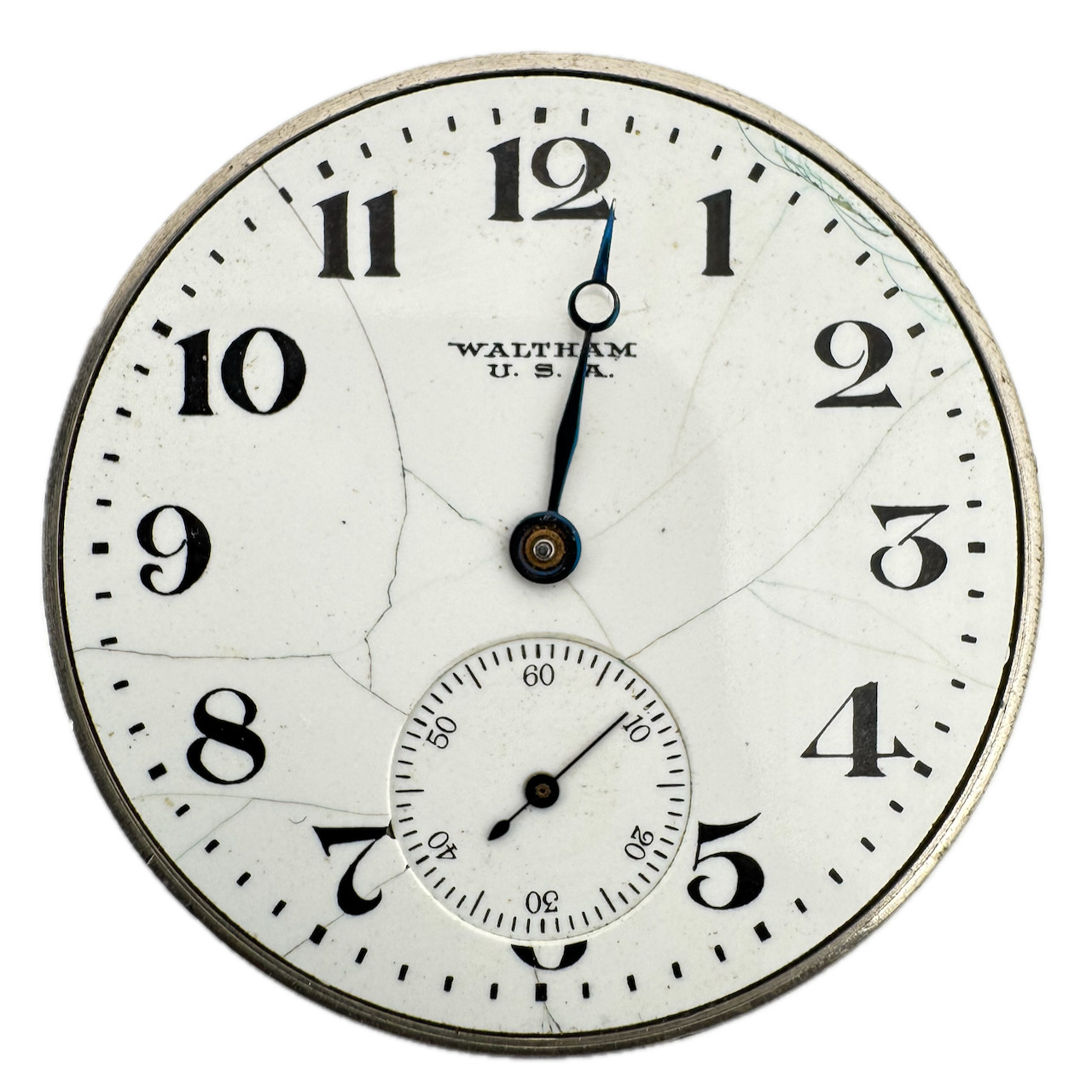 Antique 12s 1918 Waltham 17J Mechanical Pocket Watch Movement No. 225 for Parts
