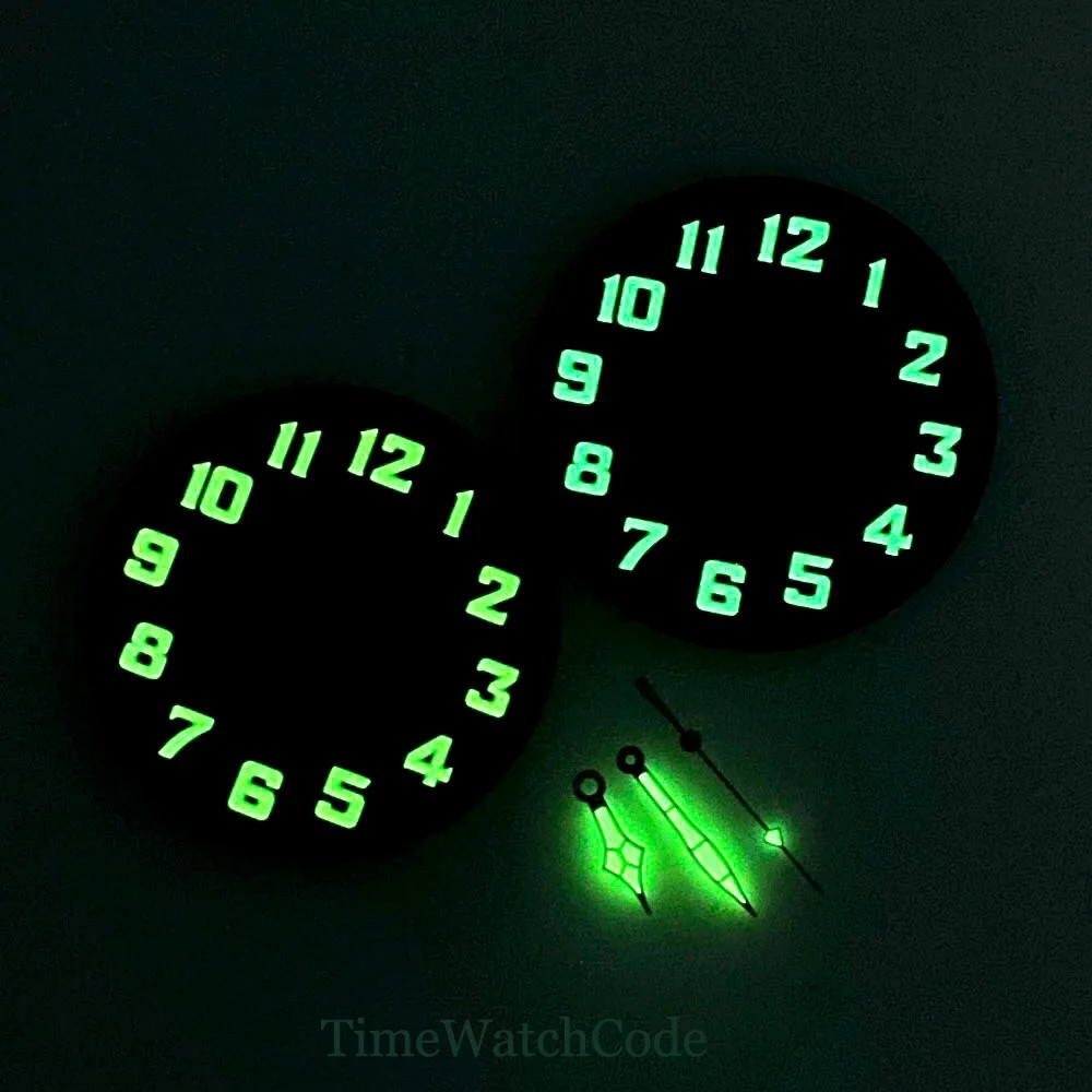 40.5mm Watch Dial+Hands Green Lume for Nh35 ETA2824 PT5000 Movement Accessories