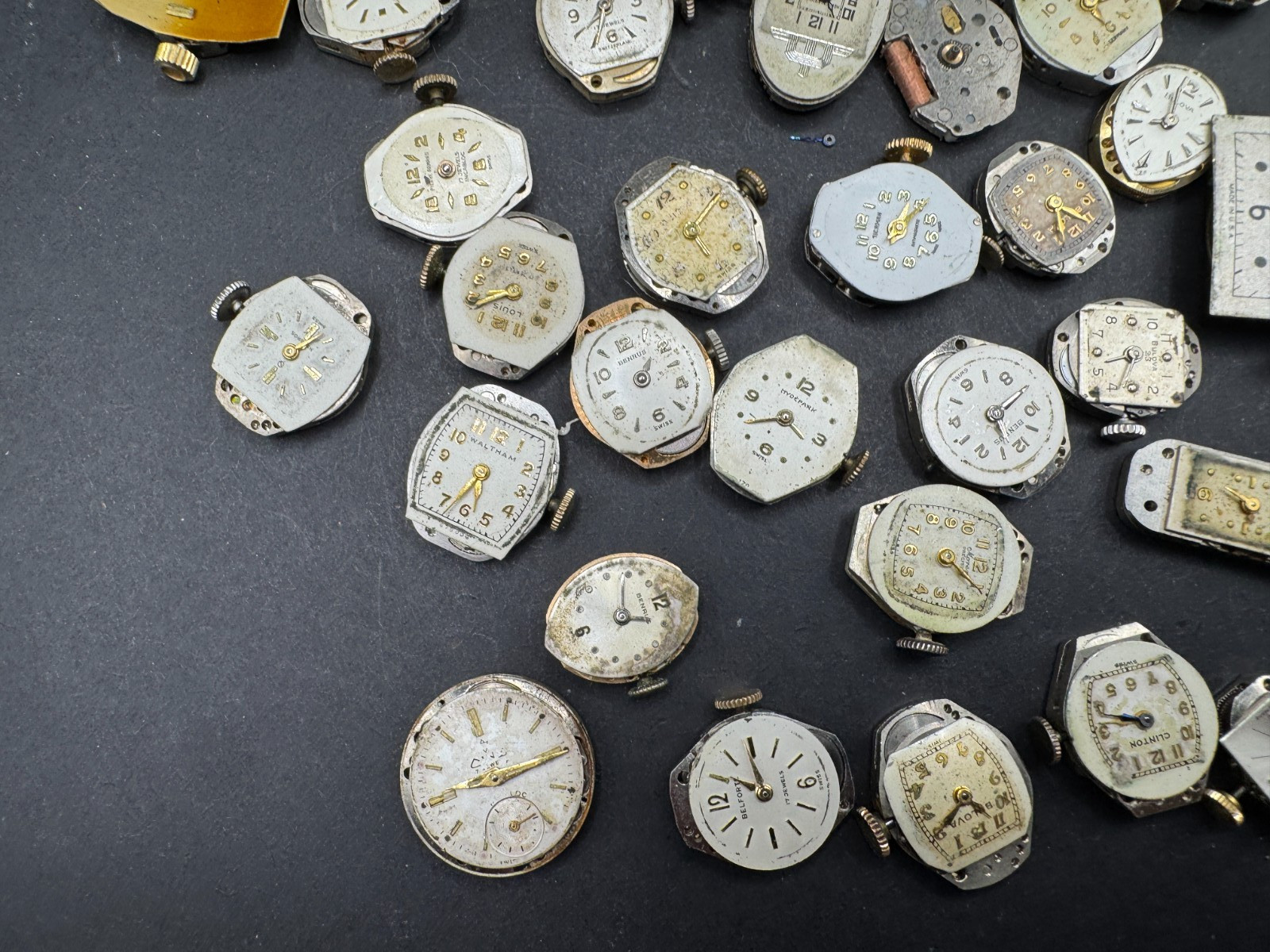 Vintage Rare Lot of 33 Automatic Movements Waltham Benrus Westfield Clinton