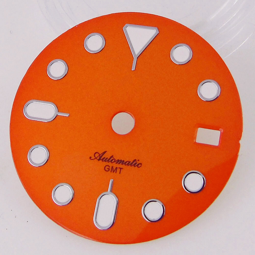 29MM Black/Orange scale Dial luminous Hands Fit NH34 GMT Automatic Date Window