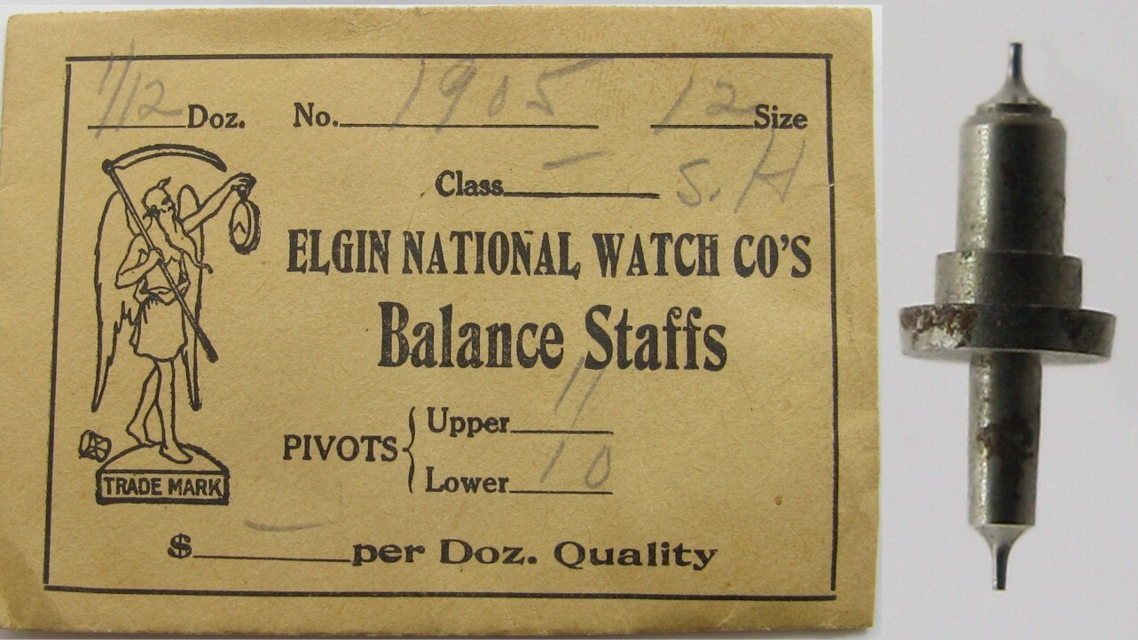 Elgin Watch 12s 1915 watch part: balance staff #723