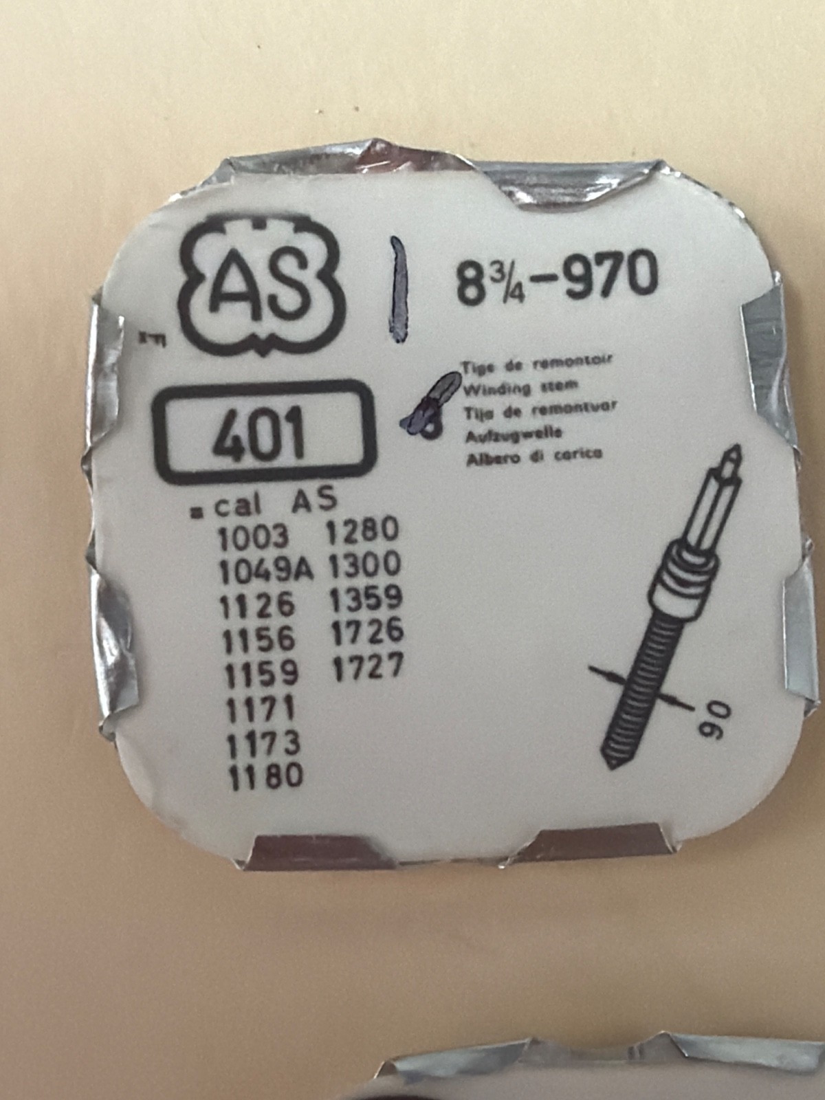 AS (A Schild) – Part #401 Winding Stems Various Calibers – Photos for # of stems
