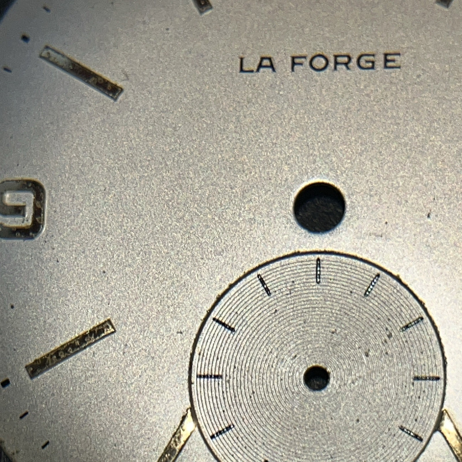 VTG La Forge Watch Dial with Sub -Seconds Swiss Made for Parts Repair
