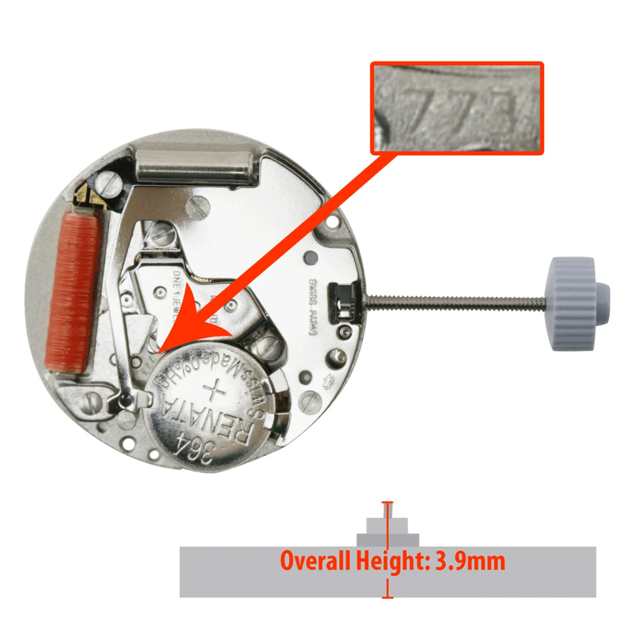 Harley Ronda 773, 3 Hands, Swiss Parts Quartz Watch Movement, Height 3.90mm