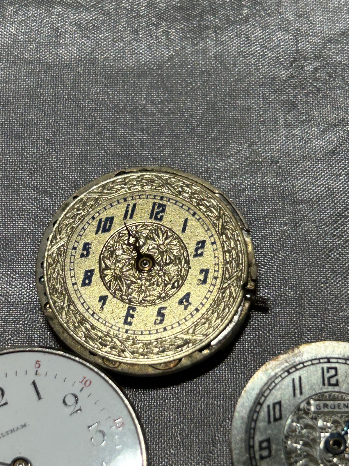 9) VINTAGE WATCH PARTS -BULOVA-HAAS-ETNA-REVERE-WALTHAM-GRUEN FACE ONLY