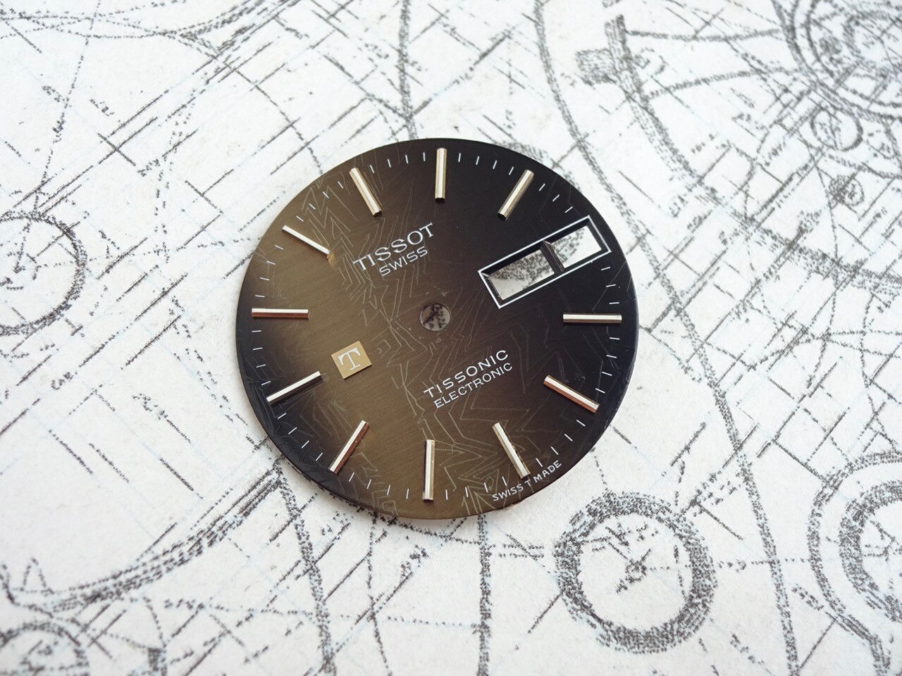 Tissot Tissonic cal. 2020 (ESA9164) Brown Tuning Fork Watch Dial (ref 800B)