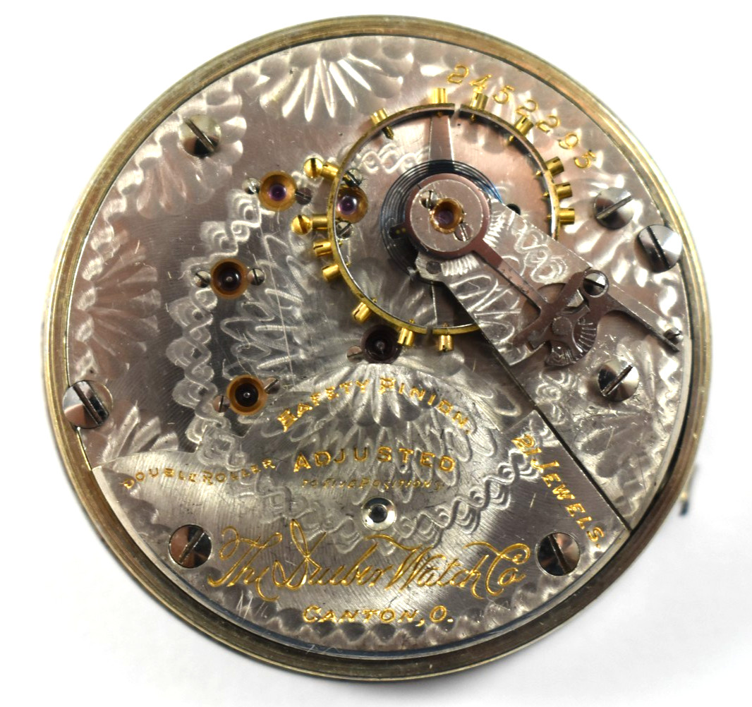 Vintage Hampden Dueber Watch Co 18s 21J OF RR Pocket Watch Movement lot.fb