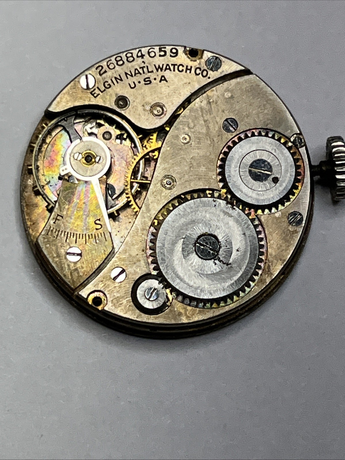 VINTAGE ELGIN WATCH MOVEMENT, CAL. 430, 7J YEAR 1924 6/0s 26884659