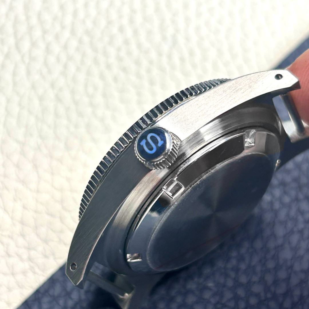 Water Resistance Blue 40mm Watch Case Drilled Lugs Steel Mod Fit NH34 NH35 NH36