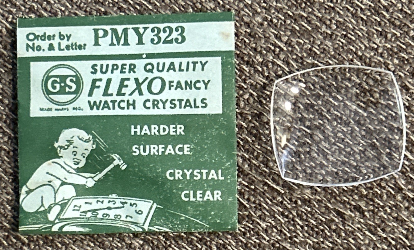 Vintage G-S Germanow-Simon PMY323 Plastic/Acrylic Flexo Fancy Watch Crystal NOS