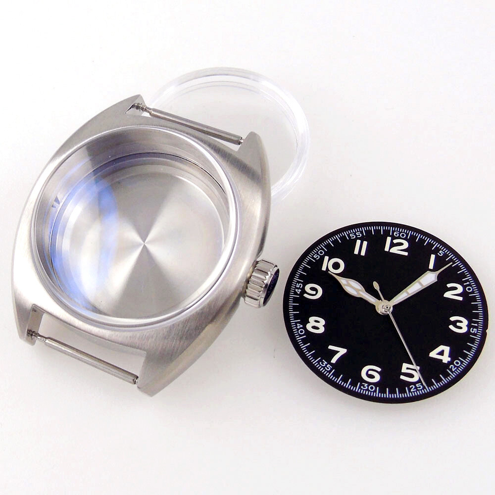 36mm Brushed Stainless Steel Sapphire Glass NH35 NH36 2824 Watch Case Dial Hand