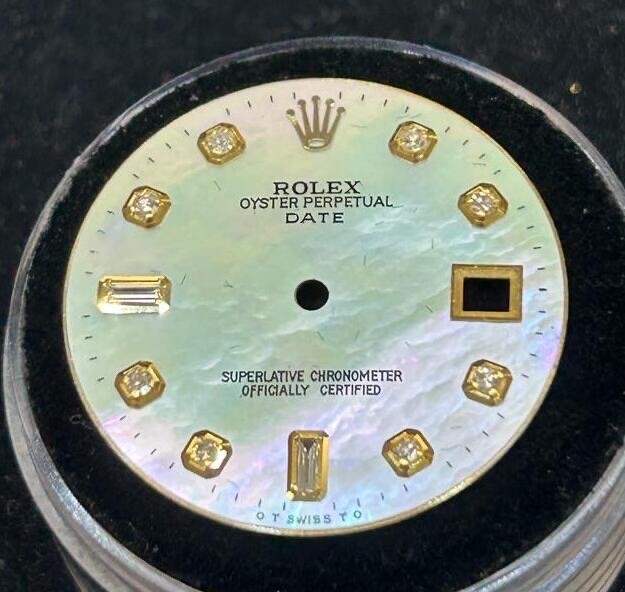 Rolex Date 34mm Watch Custom MOP Baguette Diamond Dial For Model 15233 & 15203