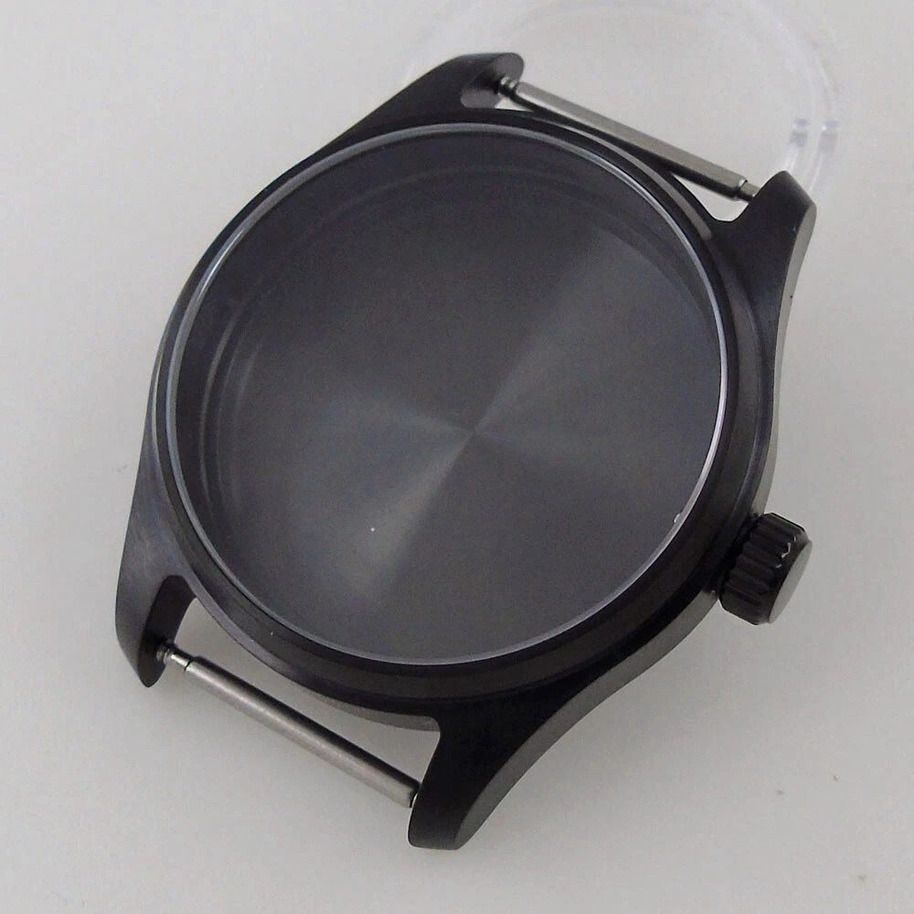39mm Black PVD Sapphire Glass Watch Case Bracelet Fit NH34 NH35 NH36 ETA 2824
