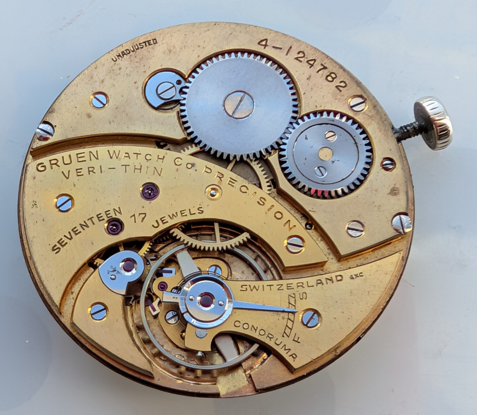 Genuine Gruen 17j O/F Movement (cal.380) in Running Order – Nice!!