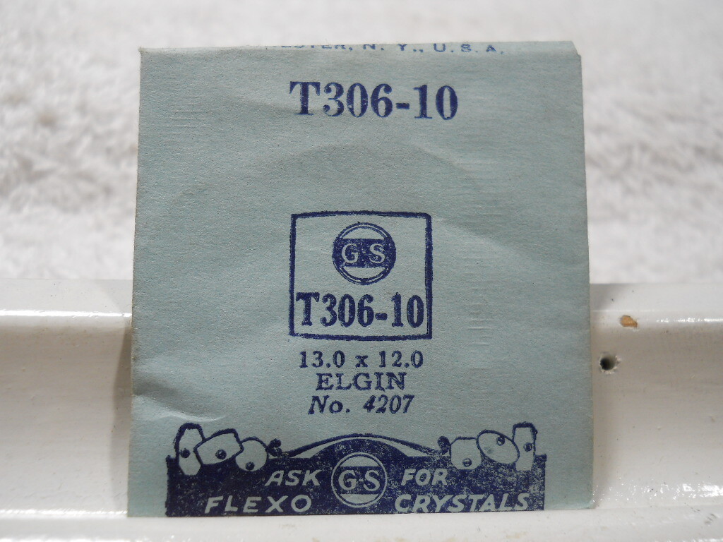 GS T306-10 PT306-10 Watch Crystal Fit Elgin 4106 – 4207 – 5037 – 13.0 x 12.0 mm