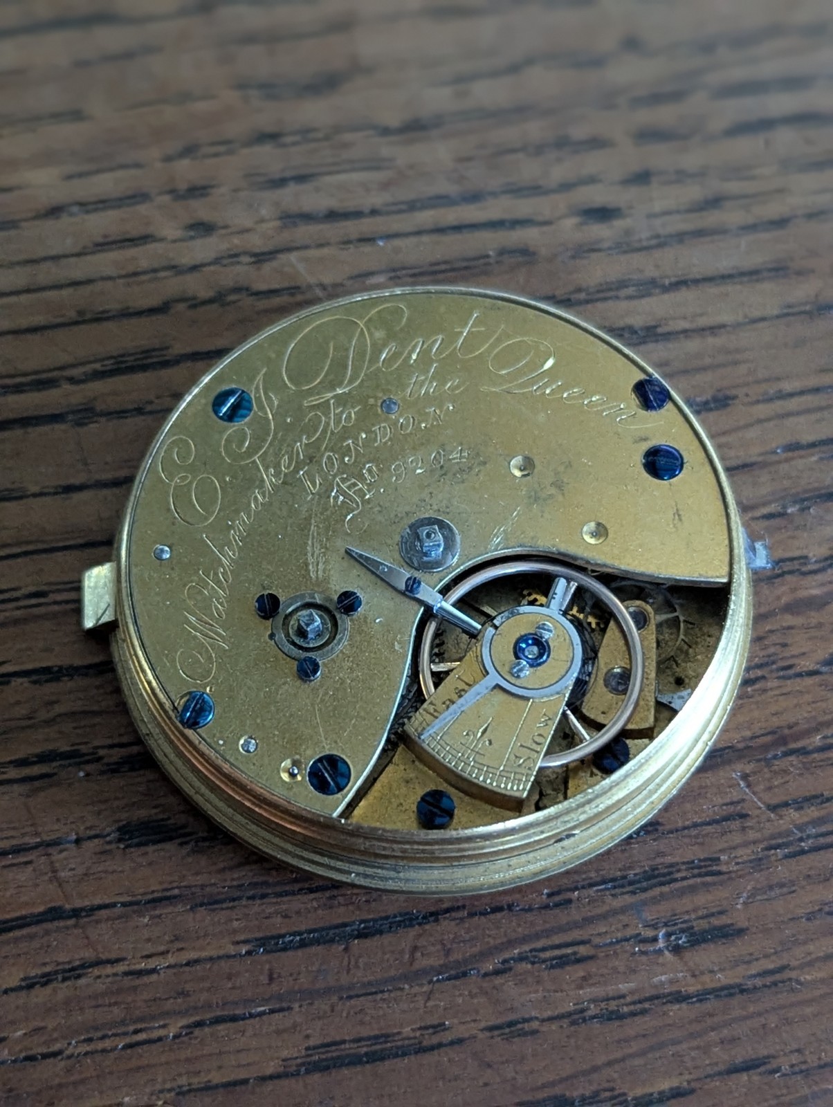 E I Dent London Pocket Watch Movement to Restore, Good Balance #S670