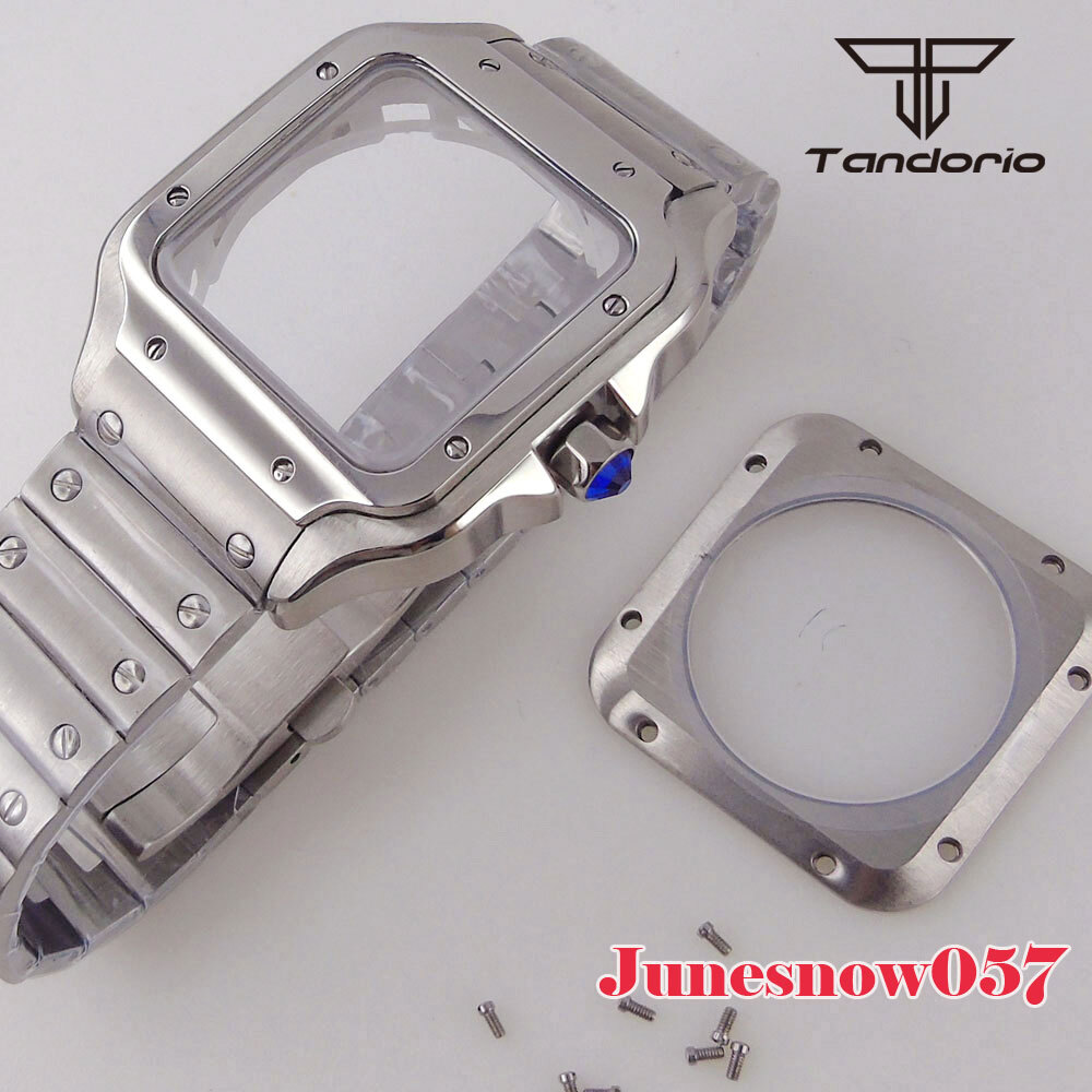 Tandorio Blue White Roman Dial Men Watch 38mm Square Case Hand Set Fit NH36 NH35