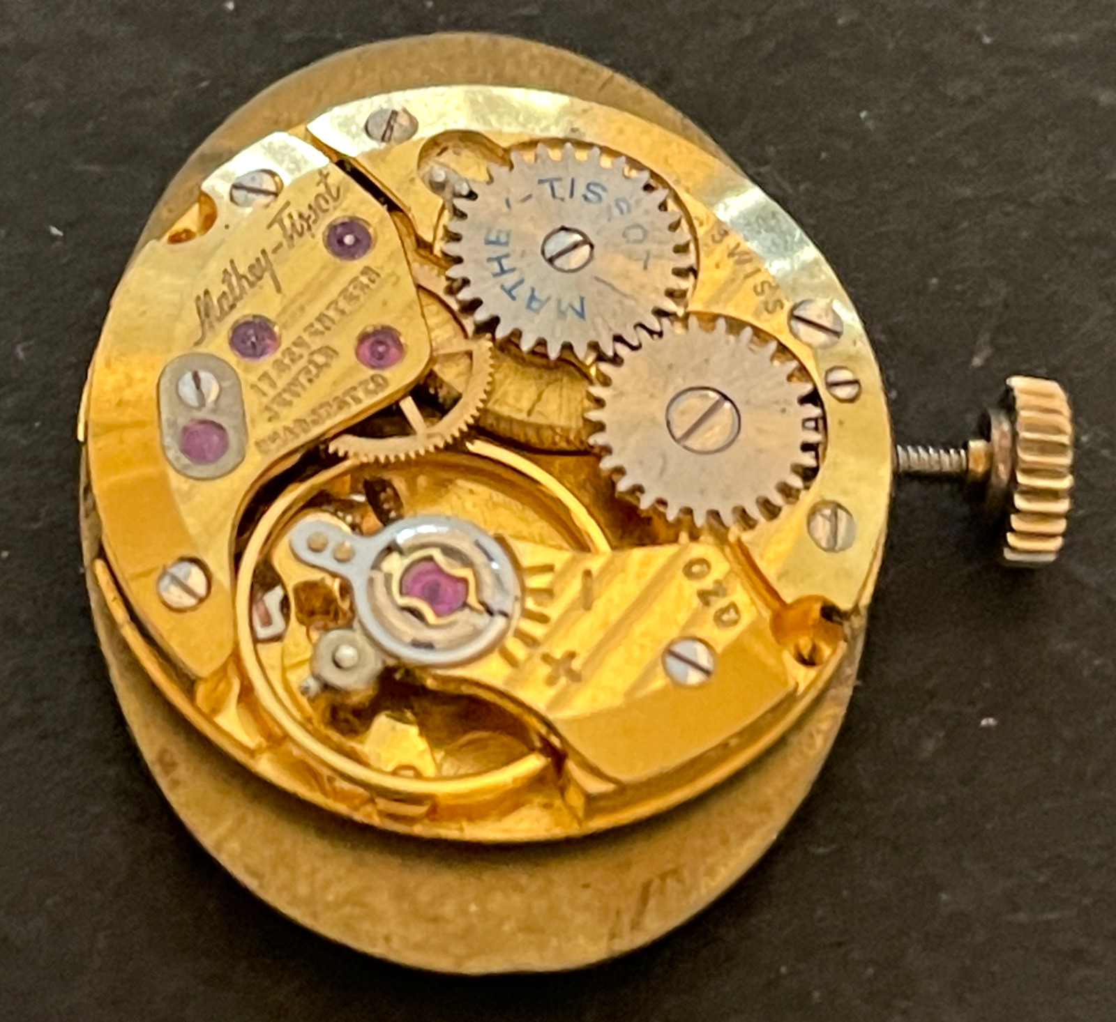 Vintage Mathey-Tissot Ladies Watch Movement Running Ticks 17j Gold Dial Swiss