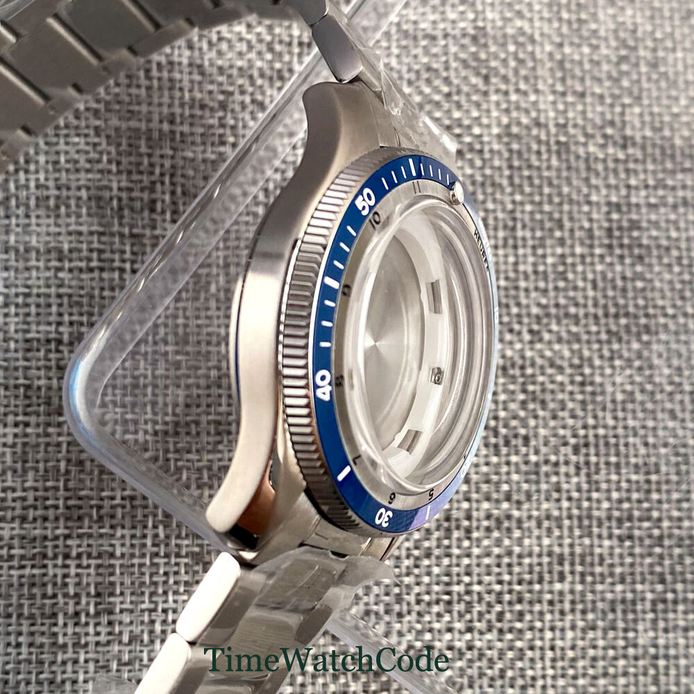 40mm Watch Case Double Bow Sapphire Crystal Fit NH35 NH36 NH38 20ATM Waterproof